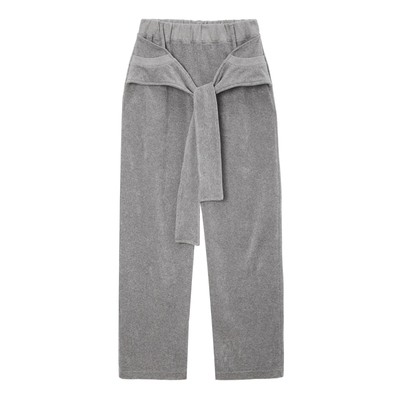 韩国设计师LCDC高腰显瘦垂感阔腿裤女宽松通勤百搭系带休闲长裤