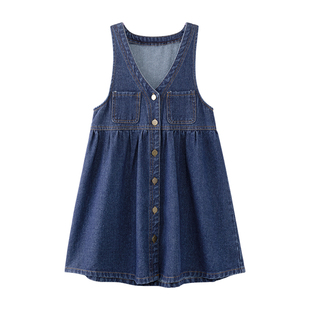 左西女童牛仔连衣裙秋装2026新款秋季女孩背带裙儿童裙子两件套装