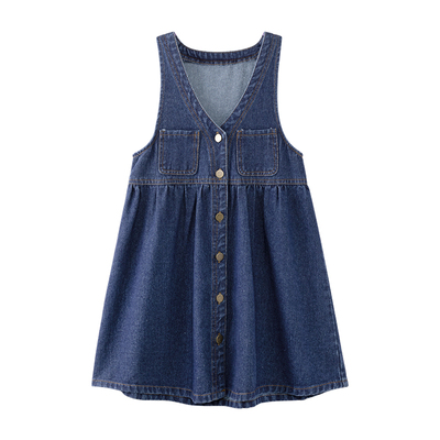 左西女童牛仔背带裙套装秋季秋装