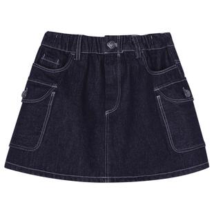woobaby女童牛仔短裙春秋装女宝宝女孩A字裙半身裙洋气儿童裙子