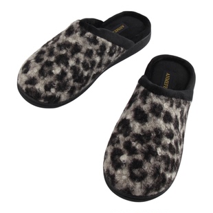 出口外单豹纹女士时尚保暖加厚底毛绒百搭室内居家用个性潮棉拖鞋