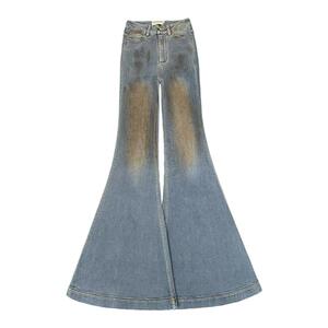 AOAOMISSSHOP 鳌鳌家2024春夏脏洗做旧复古宽松街头牛仔喇叭套装