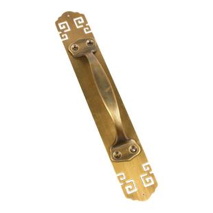 中式免打孔纯铜房门拉手老式仿古门窗木门门把手复古大门黄铜把手