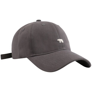 新款半硬顶显脸小帽子女北极熊刺绣鸭舌帽学生情侣百搭棒球帽男潮