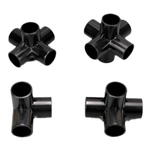 黑色PVC立体三通四通五通六通架子直角接头塑料水管框架拐角连接