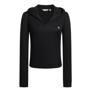 Navigare意大利小帆船2026春季女士V领连帽长袖高弹透气针织T恤衫