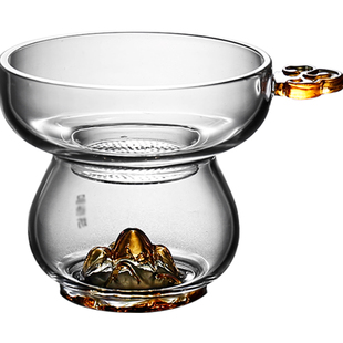 彩色如意观山玻璃公道杯茶叶茶漏茶滤茶隔滤网高端过滤器茶具配件