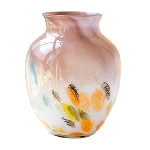 中古风彩色渐变波点琉璃花瓶法式高级感玄关客厅艺术花器玻璃摆件