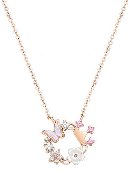 迪士尼女生蝴蝶项链女款轻奢小众925纯银圣诞节生日礼物送女朋友