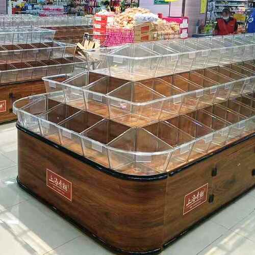 胖东来款散称柜食品货架陈列盒超市货架中岛杂粮干货柜双面柜