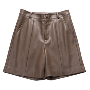 五分裤女皮短裤2025新款秋季高腰宽松显瘦直筒裤外穿中裤阔腿靴裤