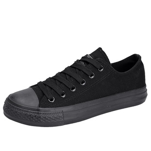 全黑加棉帆布鞋女ulzzang原宿保暖黑色工作鞋百搭舒适加厚小黑鞋