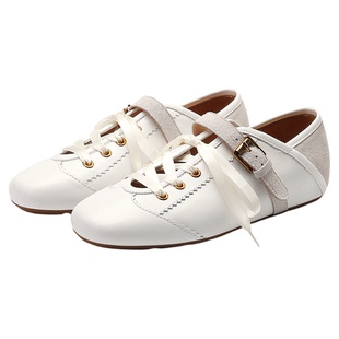 MILLIE'S/妙丽户外休闲女鞋春夏款皮带扣交叉绑带圆头复古德训鞋