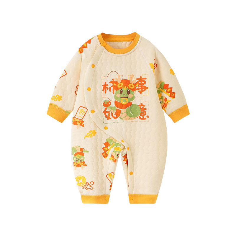 0-36月婴儿衣服秋冬季款新生宝宝连体衣夹棉保暖哈衣爬服套装睡衣