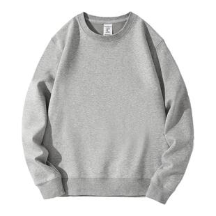 茶歇系卫衣橄榄绿男女同款纯色净版银狐绒加绒宽松休闲打底衫上衣