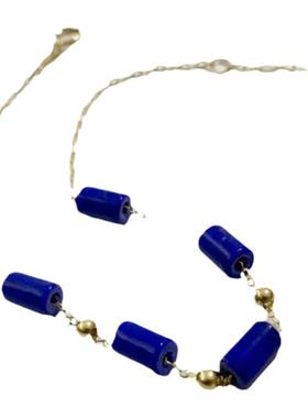 原创手链大青坊金镶嵌圆柱女青金