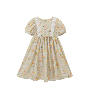 布丁哈鲁童装夏装女童洋气裙子2026夏季新款儿童甜美碎花连衣裙