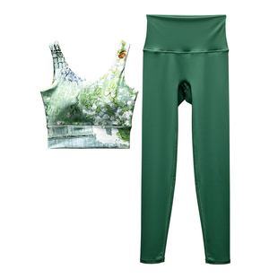 普拉提花色瑜伽服套装女2025新款高级感时尚速干运动健身印花背心