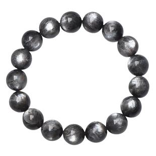 天然星辉骨干手链黑金太阳石猫眼水晶黑月光石十字星光女士手串