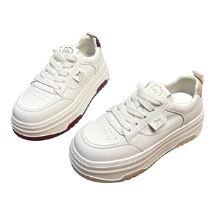 高鹏女鞋2026春季新款真皮小白鞋女厚底百搭轻便学生休闲板鞋3172