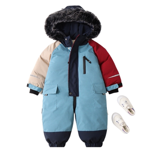 宝宝滑雪服婴幼儿童羽绒棉爬服特厚连体衣防水外出服2025冬季新款