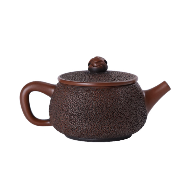 紫陶冰烟锤纹纯手工石瓢茶壶