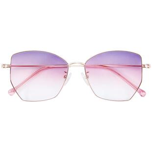 渐变色太阳镜近视墨镜女款可配度数防晒防紫外线蝶形眼睛金属镜框