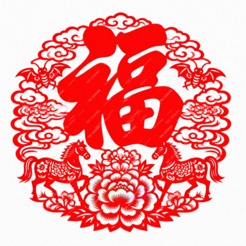 2026马年窗花马年福字贴纸福字剪纸透明贴纸墙面窗户玻璃装饰贴纸