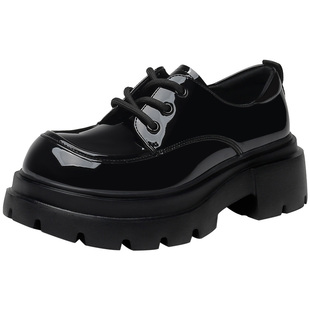 大东玛丽珍女鞋2026春季新款时尚厚底乐福鞋系带增高女单鞋通勤鞋