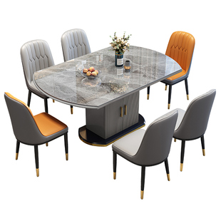 岩板餐桌椅2025新款家用可变圆桌轻奢现代简约小户型电磁炉吃饭桌