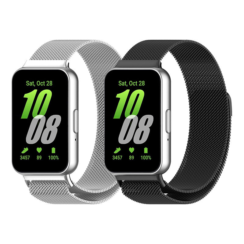 适用于三星fit3手环表带新款米兰尼斯磁吸腕带Samsung智能Galaxy Fit3高级男运动女透气金属表链SM-R390配件