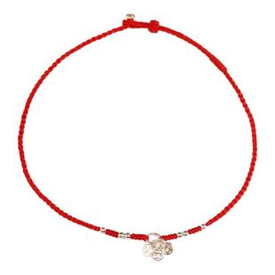 新款925纯银钱多多红绳脚链编织超细本命年好运红脚绳女男手链