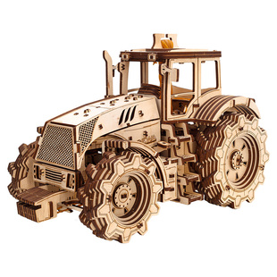 EWA拖拉机木制拼装模型兰博基尼4挡农机DIY手工积木男女玩具摆件
