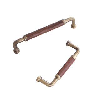 复古胡桃木黄铜柜门拉手新中式北欧家具橱柜抽屉酒柜衣柜门把手