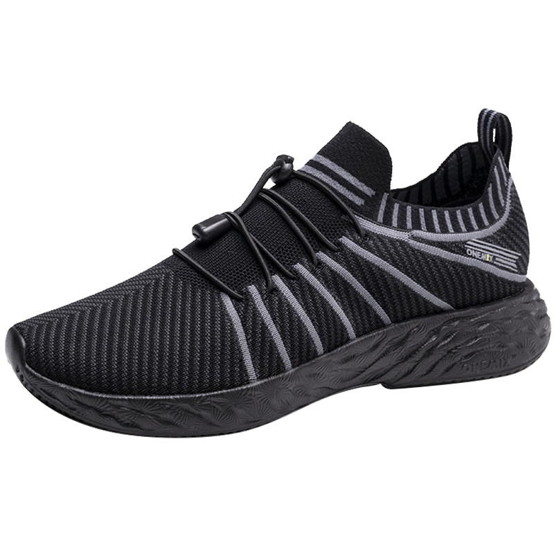 玩觅透气小黑鞋懒人一脚蹬网面轻便防水耐脏运动鞋男休闲徒步鞋女