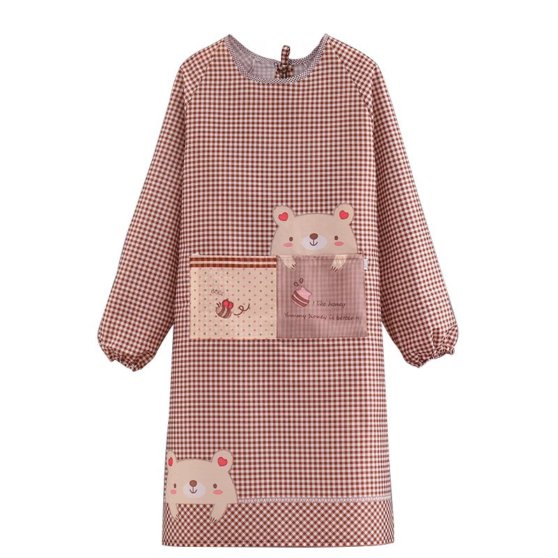 家用厨房围裙工作服女长袖罩衣