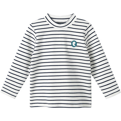 博睿恩宝宝半高领条纹打底衫T恤