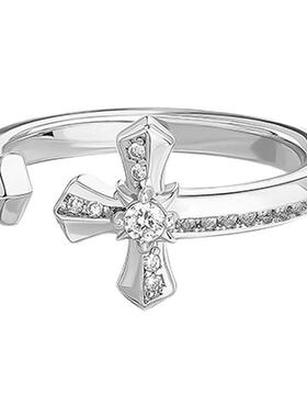 满钻十字花戒指女莫桑钻