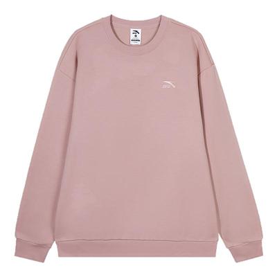 安踏粉色卫衣女加厚保暖套头衫