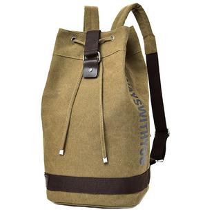 水桶抽绳背包帆布男牛仔大容量行李户外旅行登山书包束口袋双肩包