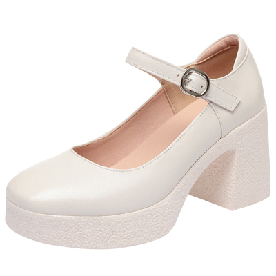 走秀高跟鞋防水台粗跟真皮旗袍鞋