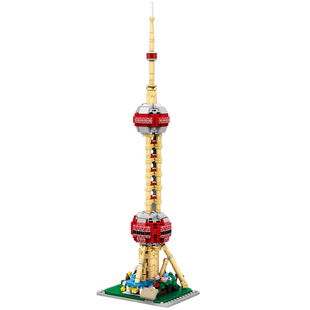 上海东方明珠模型广州塔拼装中国建筑积木儿童玩具男孩子生日礼物