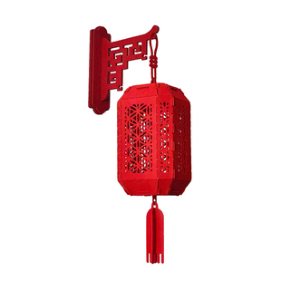 2026过年春节客厅电视墙挂件新年室内装饰红色无纺布镂空灯笼挂饰