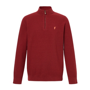 POLOWALK男式针织衫2025新品红色新年本命内搭半拉链立领套头衫