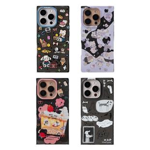 灰岛 甜酷印花系列方形手机壳 适用于苹果iPhone 16 15 14 Pro Max 原创设计 镭射闪粉 少女心高级感童趣涂鸦