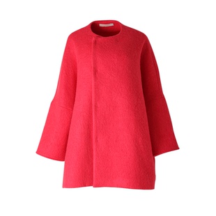 ZHUYIYI 韩国面料 红色双面呢大衣女短款小个子羊驼毛毛呢外套冬