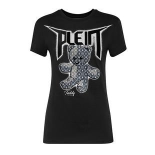 PHILIPP PLEIN 女士简约泰迪熊图案圆领T恤