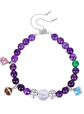 乌拉圭紫水晶串珠手链女