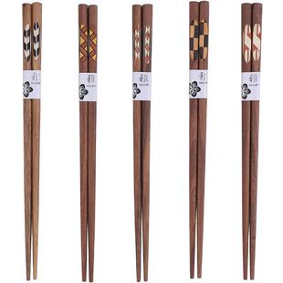 家人专用筷子黑胡桃木10双家庭装一人一筷木筷子高档防滑快子无蜡