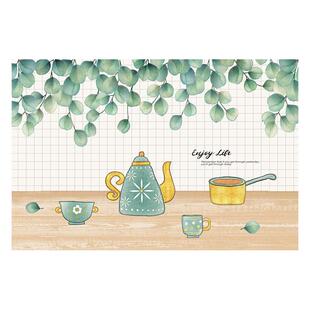 小清新厨房防油贴纸防火油烟机耐高温防水桌面墙纸自粘墙贴可擦洗